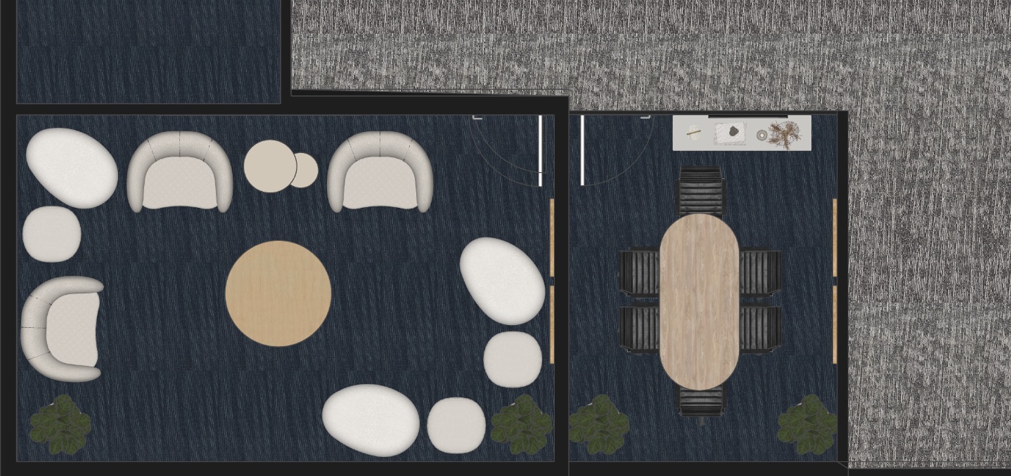 A furniture floor plan of the office.