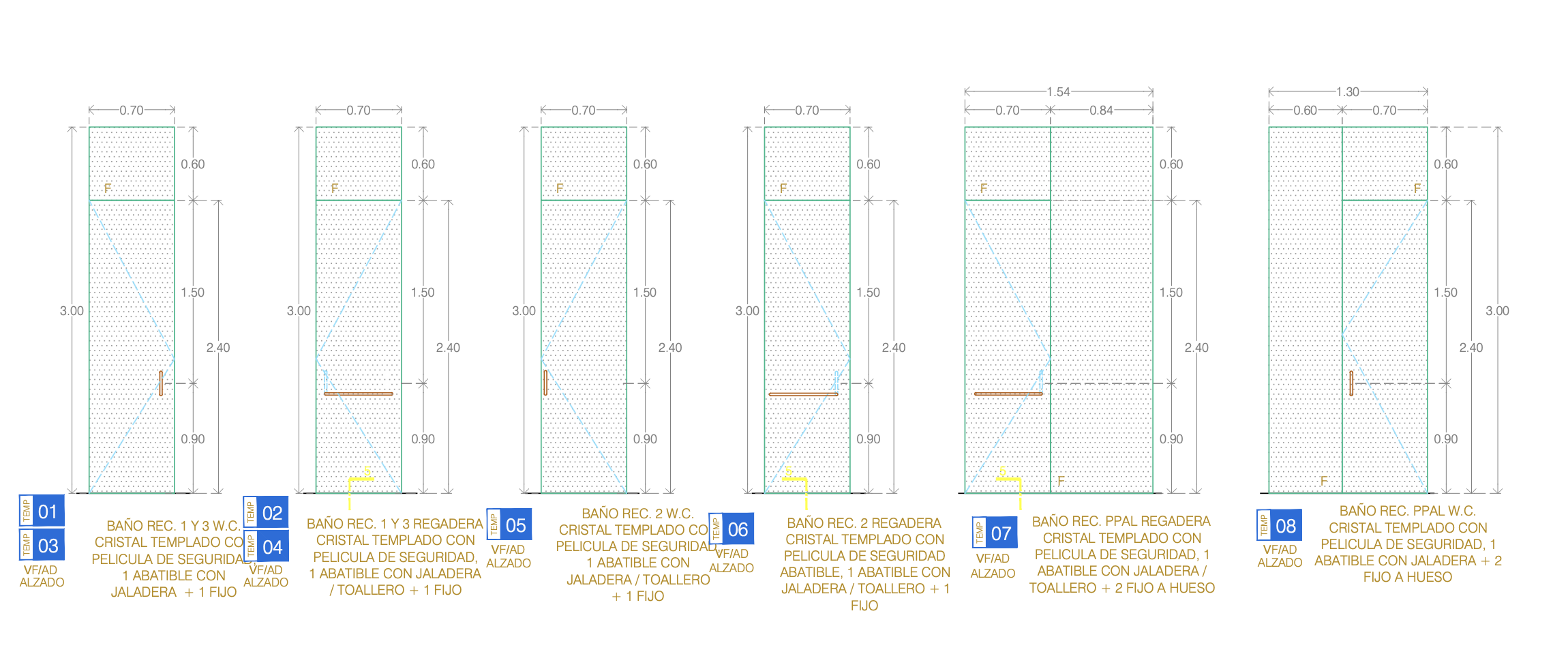Window glazing elevation drawings.