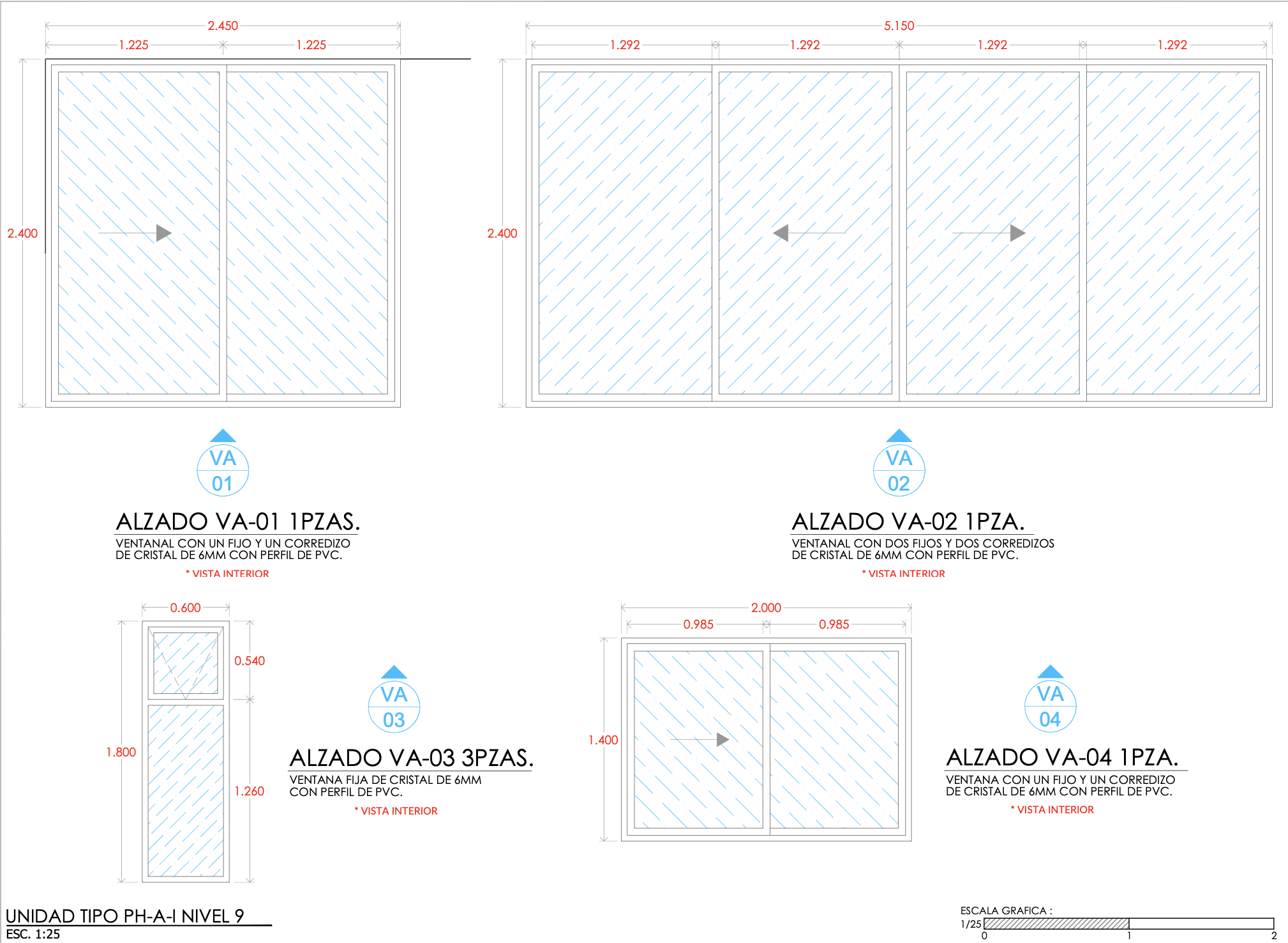 Glazing elevation drawings for the residence.