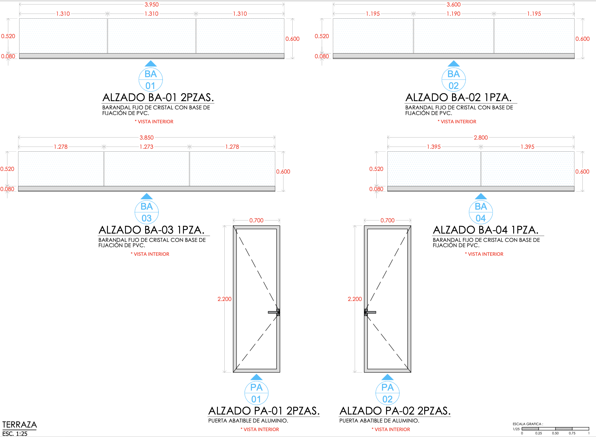 Further glazing elevation drawings.