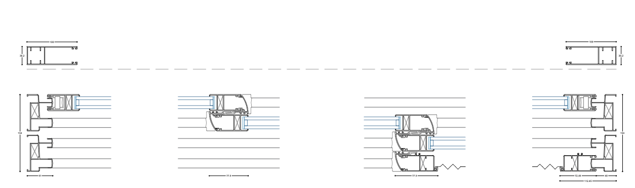 Technical elevation drawings of the glazing.